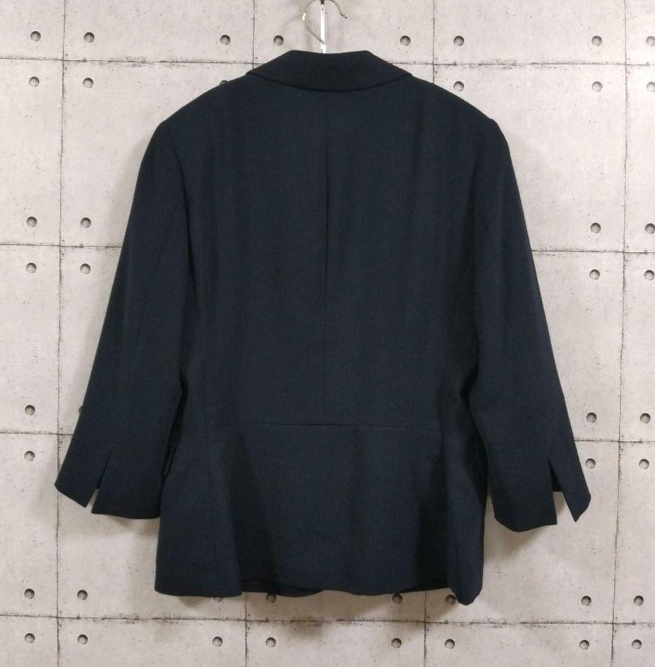 ORIHICA 洗えるスーパーストレッチジャケット(紺・ストライプ