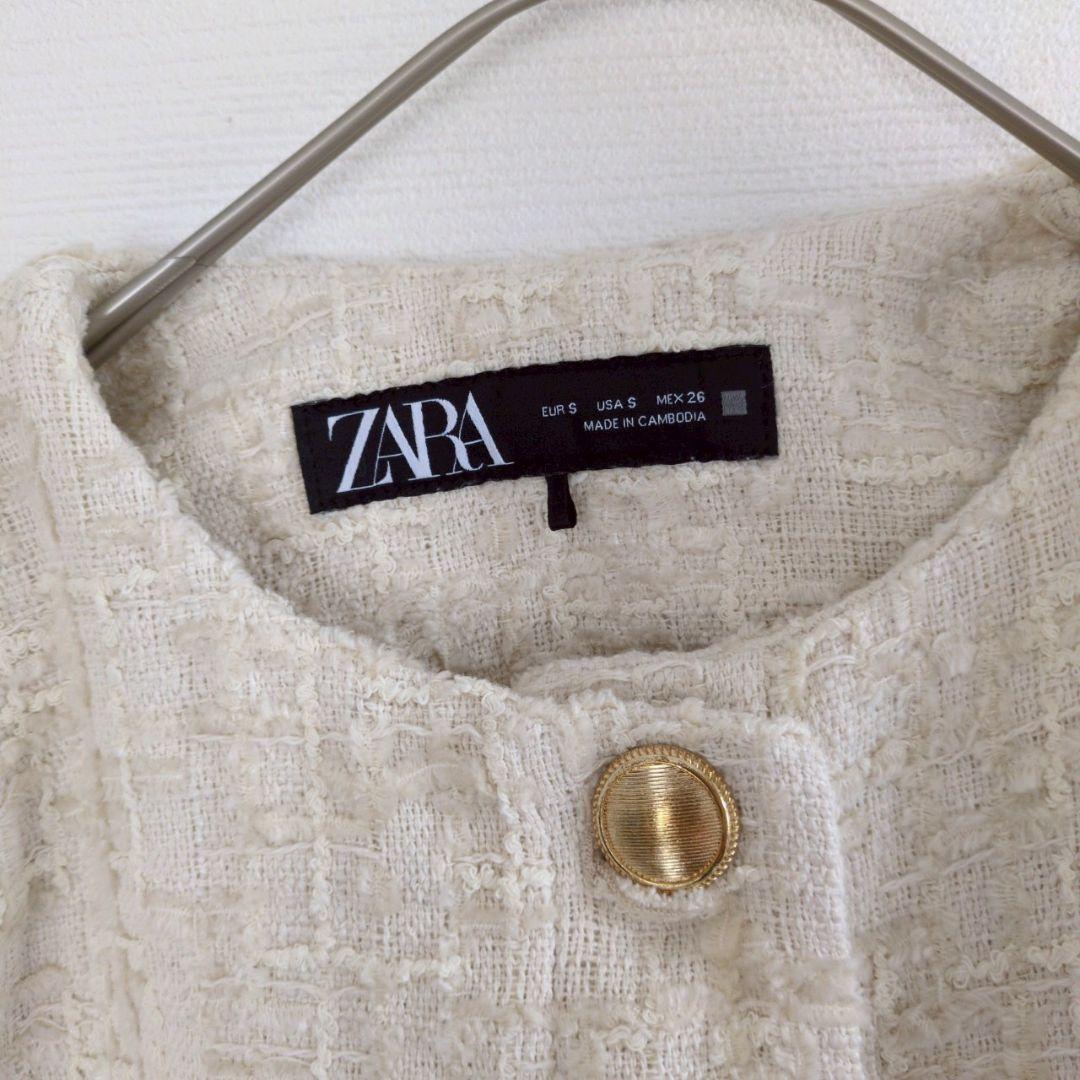 ZARA クロップドジャケット テクスチャーボンバージャケット