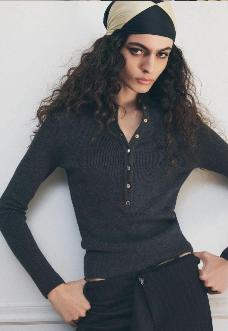 【オープニング 大放出セール】 新品 - 新着ファッション ZARA L ポロトップス ニット トップス