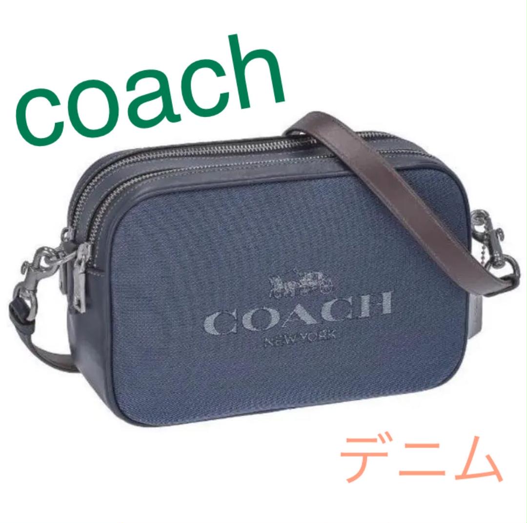 新品 コーチ デニム ロゴ ダブルジップ COACH ショルダーバッグ