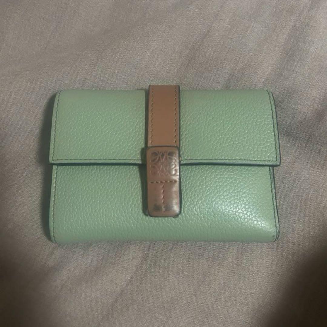 【たた】LOEWE 三つ折り財布 (グリーン)