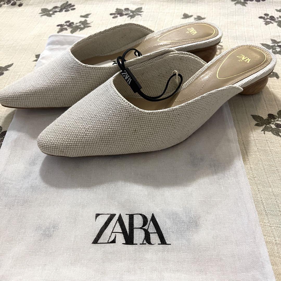 ZARA ウッドエフェクトヒールミュール - メルカリ