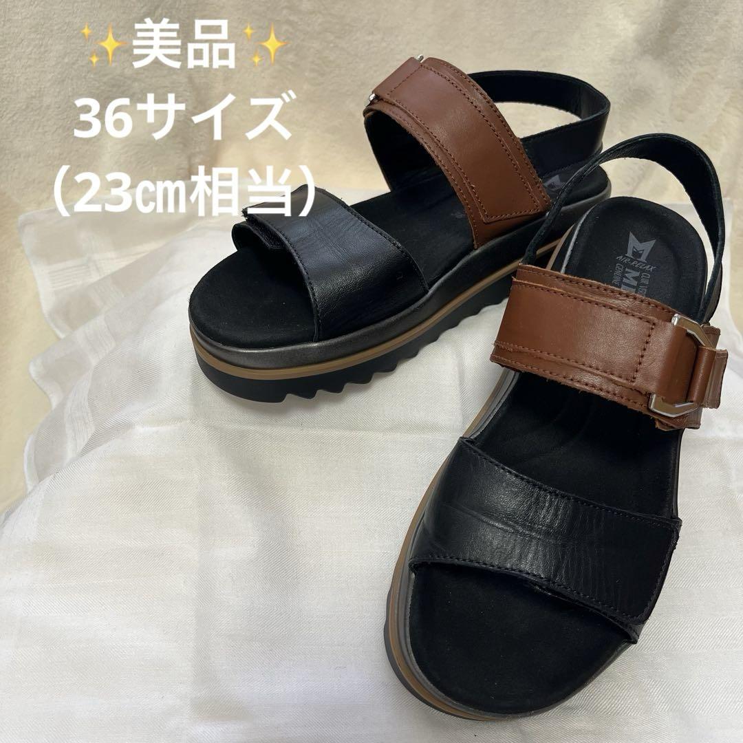 【美品】MEPHISTOメフィスト コンフォートサンダル 厚底 黒 36