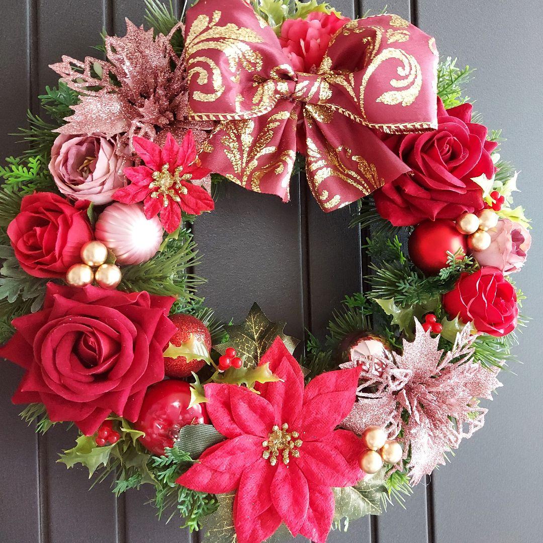 【専用】フラワーリース 晩秋8 大人華やかなクリスマス クリスマスリース 玄関