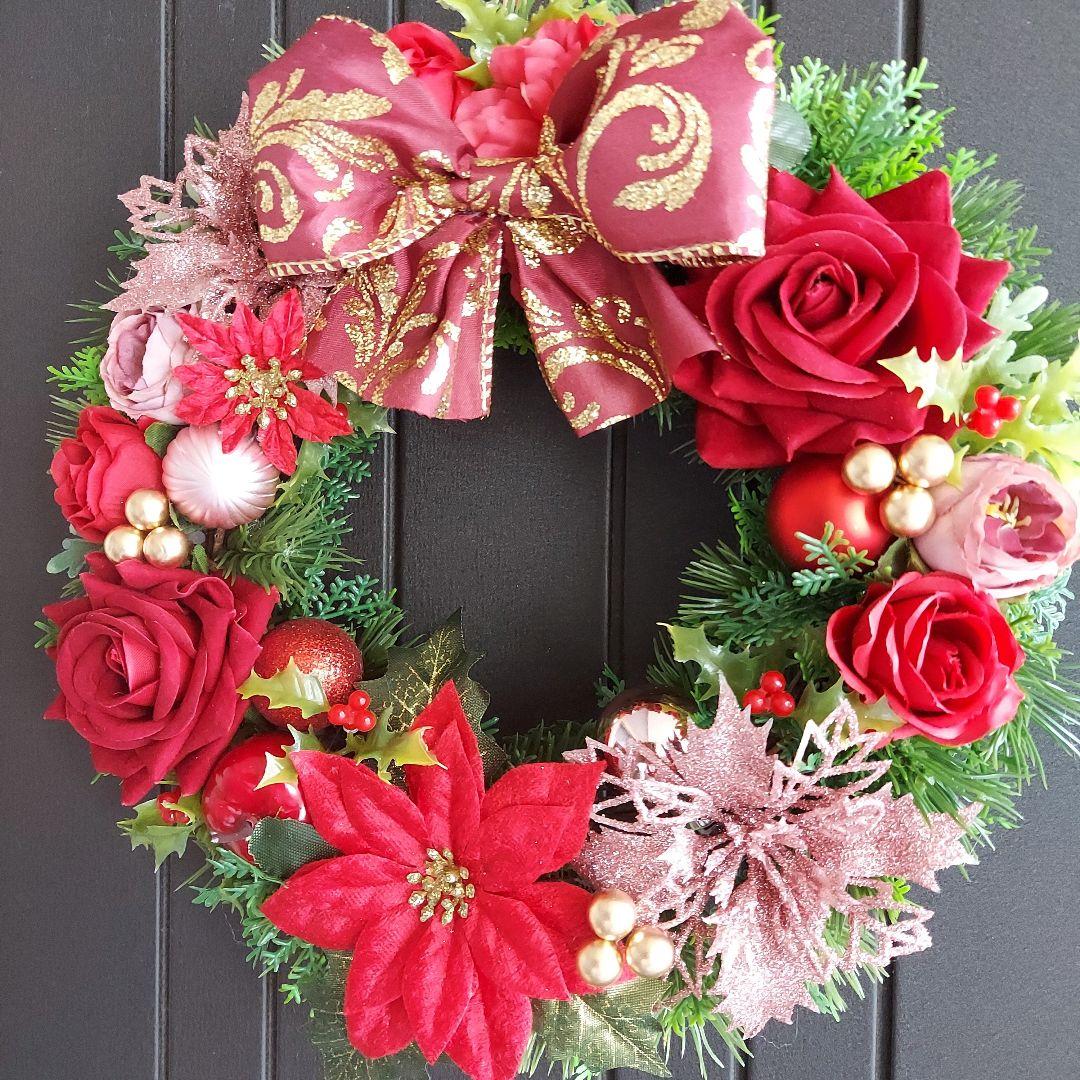 【専用】フラワーリース 晩秋8 大人華やかなクリスマス クリスマスリース 玄関