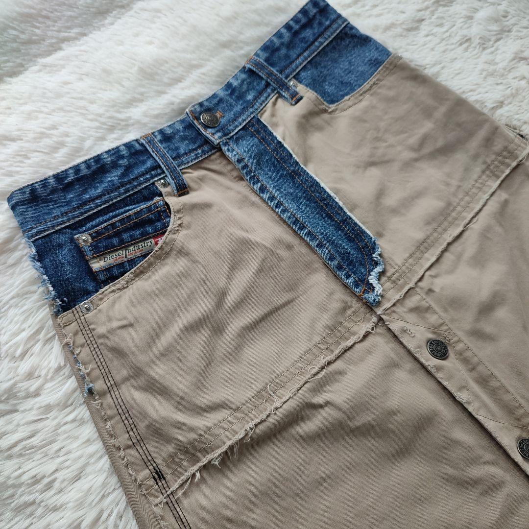 DIESEL size 25 ロングスカート デニムスカート バイカラー