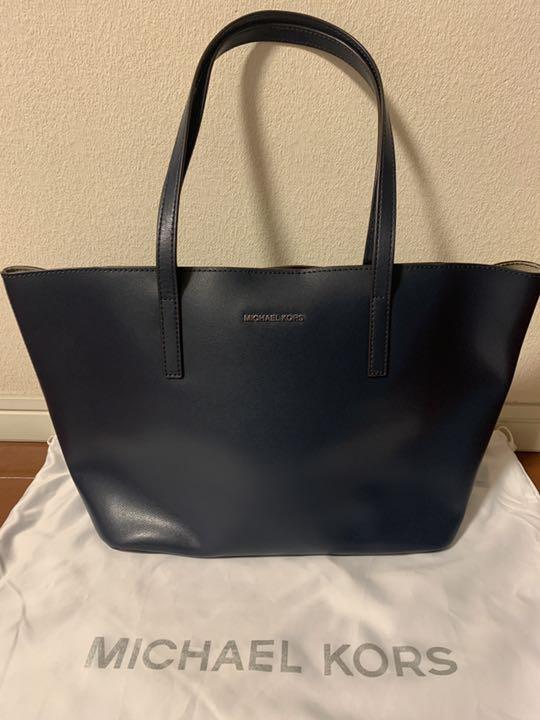 マイケルコース♡レザートートバッグ♡ネイビー MICHAEL KORS マイケルコース ナイロン×レザー トートバッグ