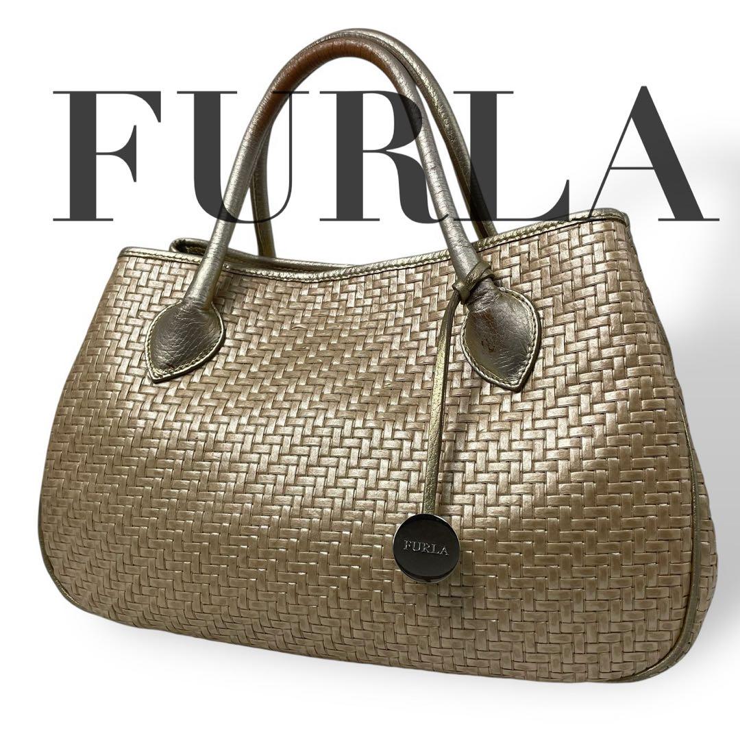 4848 FURLA フルラ トートバッグ カゴ レザー ベージュ