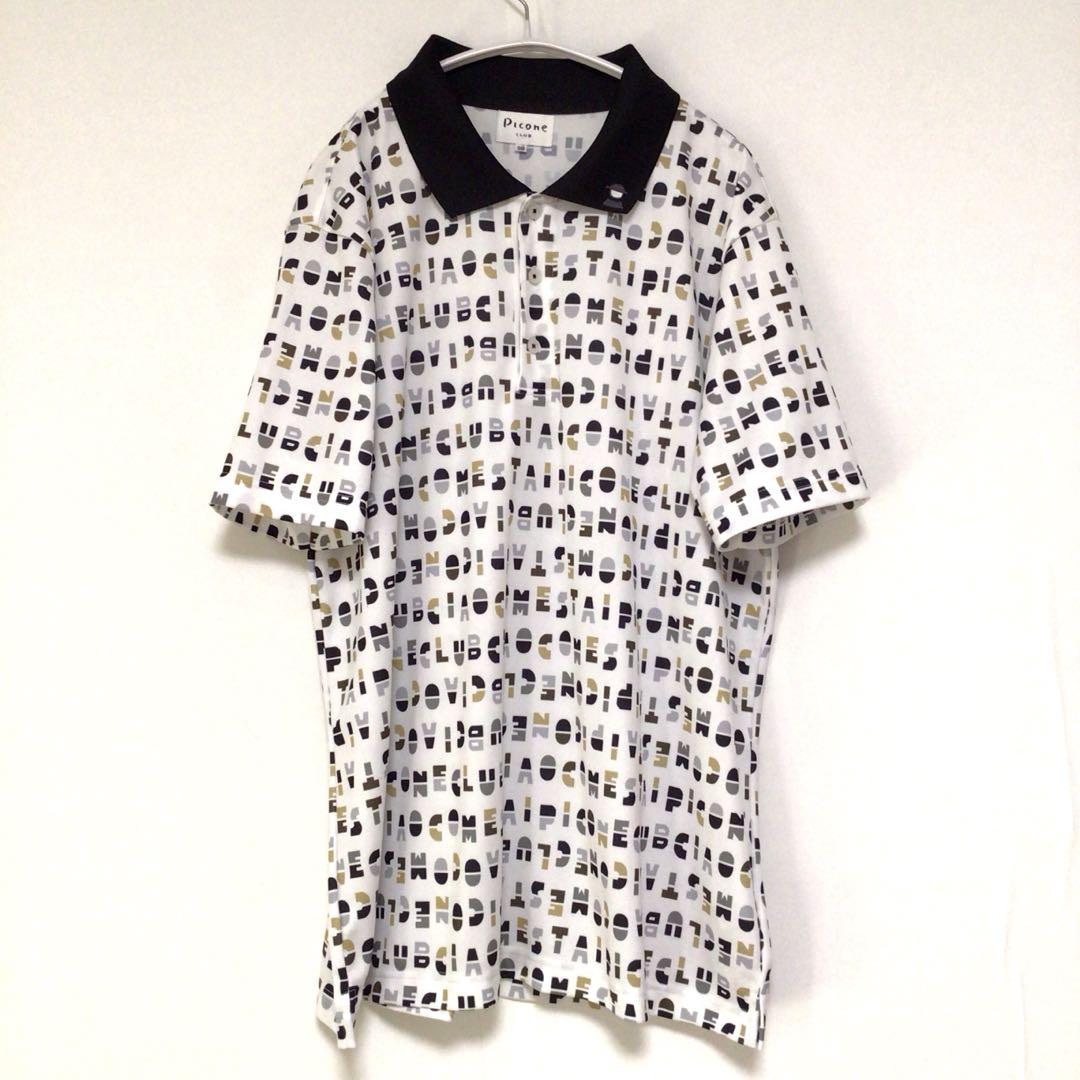 PICONE CLUB 総柄 ポロシャツ 半袖 トップス マルチ 大きめ 50