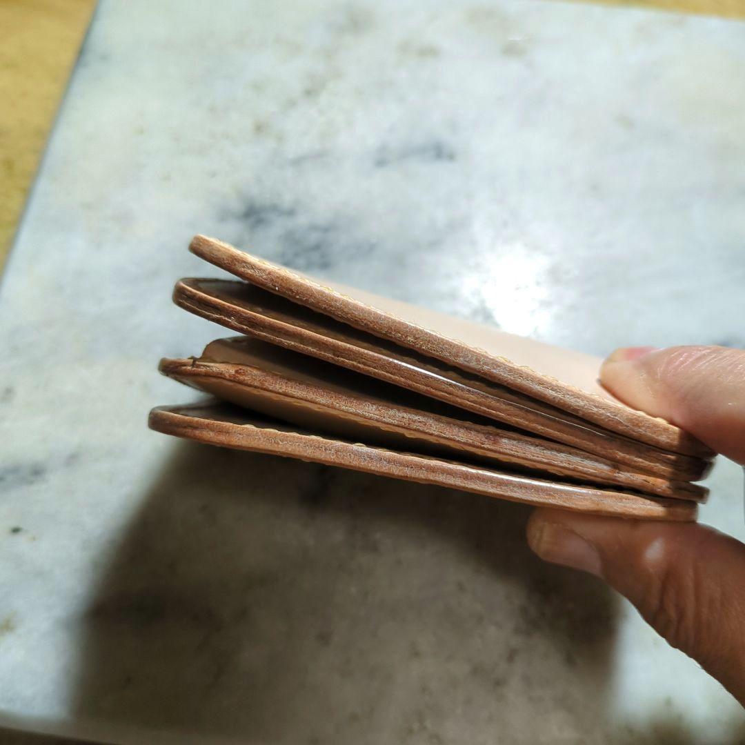 姫路ヌメ革 2つ折り財布 ハンドメイド ショートウォレット ナチュラル キナリ