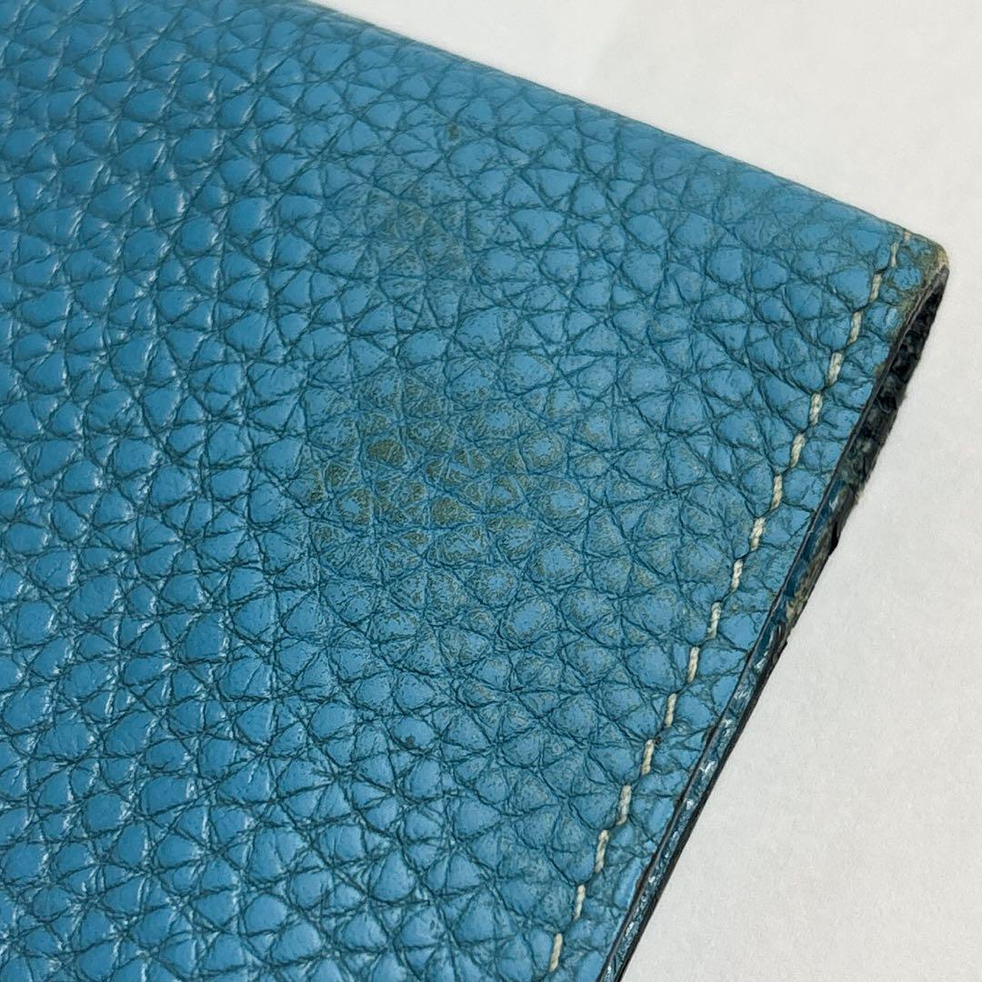 エルメス 財布 ドゴンコンパクト バイカラー ブルー ネ