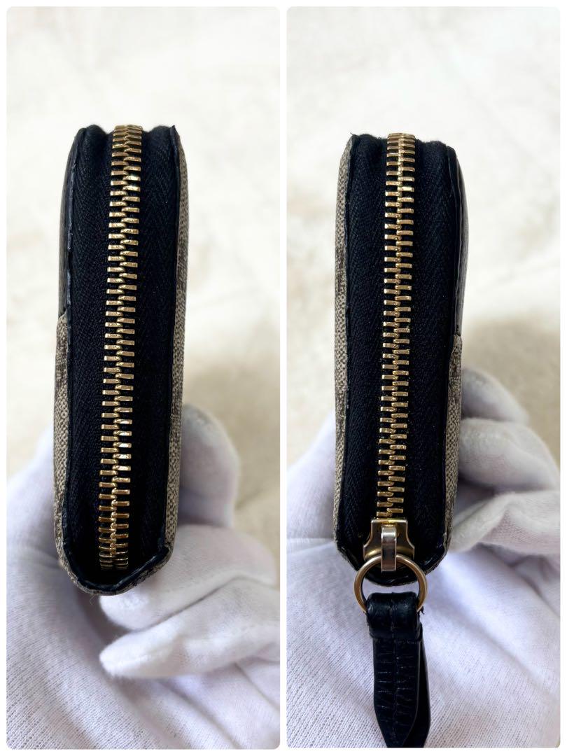 GUCCI 長財布 ラウンドファスナー マーモント GG レザー PVC 黒