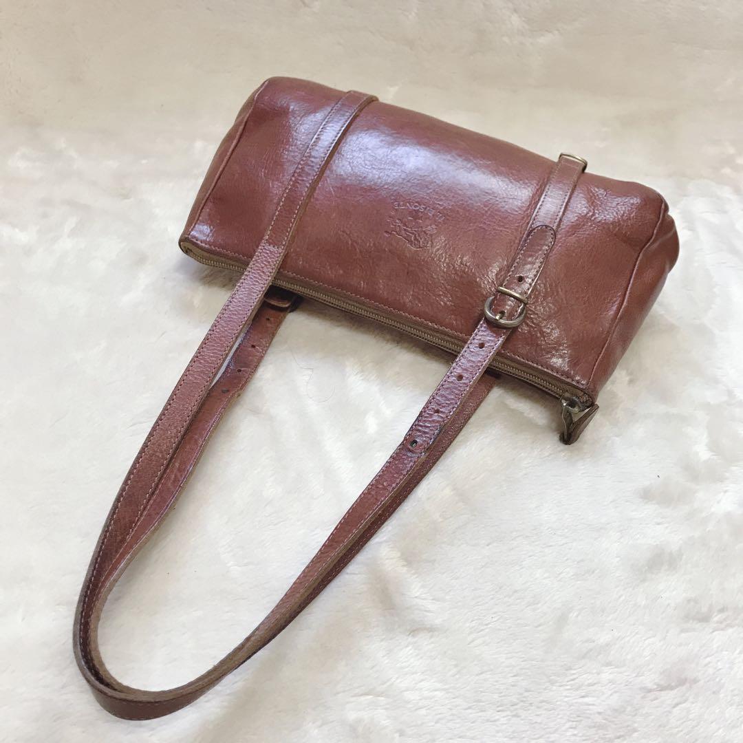 美品 イルビゾンテ オールレザー ロゴ 肩がけ ショルダーバッグ ハンドバッグ