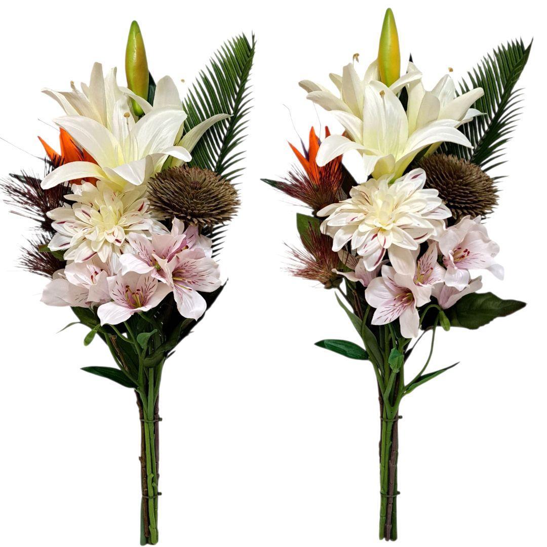 206お墓用造花仏花　全長58cm　一対2本　新品未使用リアル供花　仏壇でもNo 206お墓用造花仏花 全長58cm 一対2本 新品未使用リアル供花 仏壇