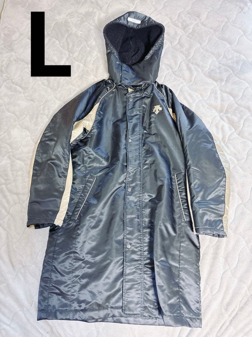 DESCENTE ブラック ベンチコートダウン ボア LサイズL・DESCENTE