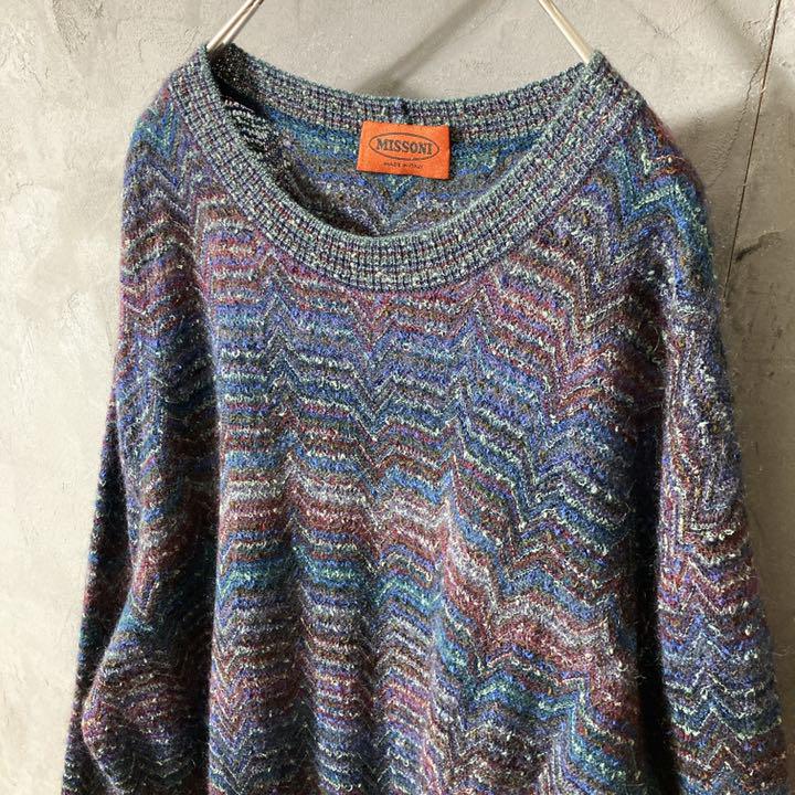 きありがと missoni セーター 総柄 イタリア製 L LGujv-m11584169036 ミッソーニ モヘア ニット 薄手 ┢モノです