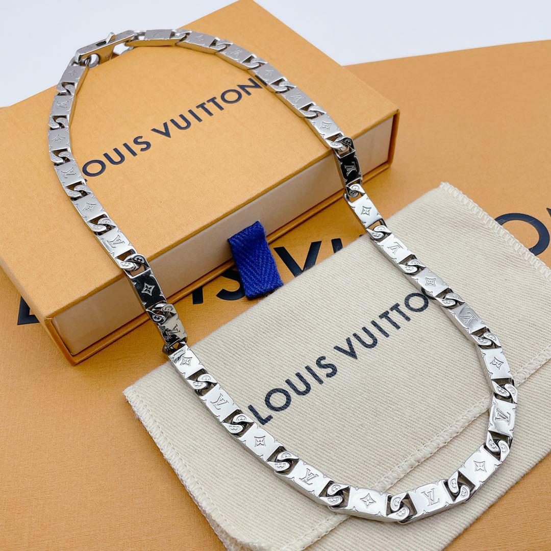 LOUIS VUITTON シルバーネックレス非売品ノベルティ新品未使用 LOUIS VUITTON ネックレス タイドアップ モノグラム シルバー