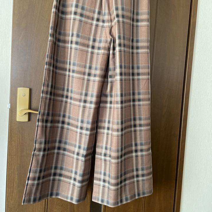 Tnewties ポールと道でばったり遭遇 ハイウエストワイドチェックパンツ