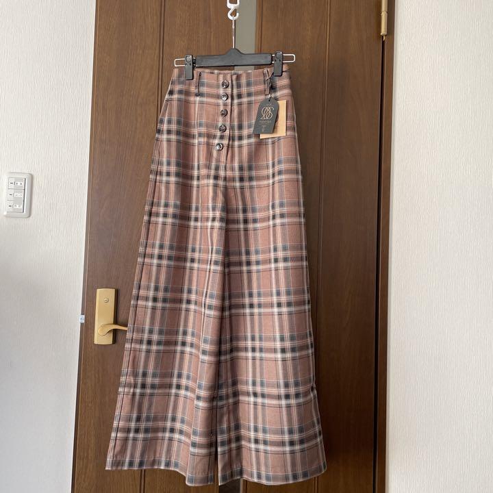 Tnewties ポールと道でばったり遭遇 ハイウエストワイドチェックパンツ