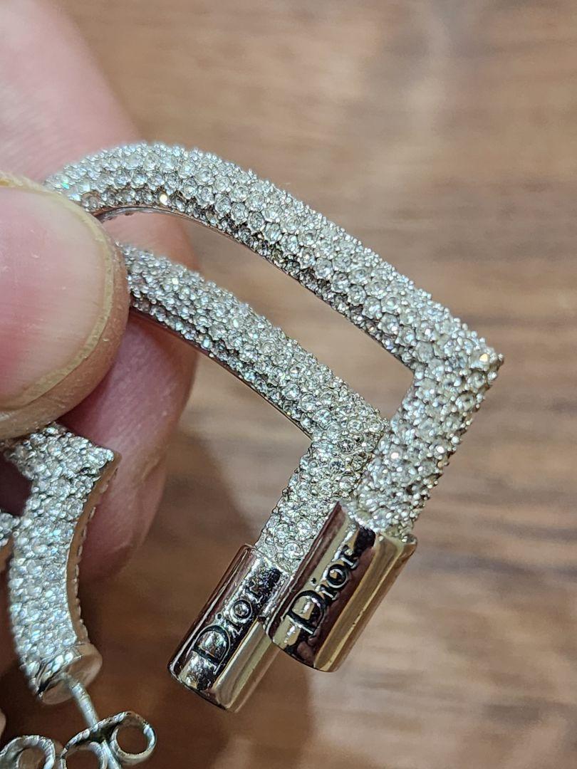 大ぶり◆美品 クリスチャン・ディオール ハート ピアス シルバー色
