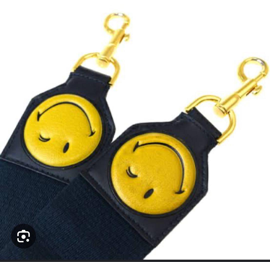 美品 アニヤハインドマーチ カバン用ストラップ スマイリー ネイビー