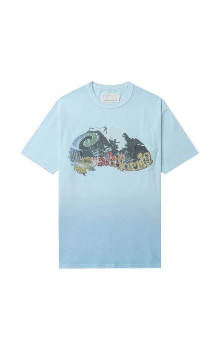 ERL 水色 グラフィックプリント Tシャツ