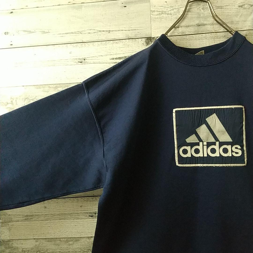 希少サイズ☆90s アメリカ製 アディダス 刺繍 ボックスロゴ スウェット 3L