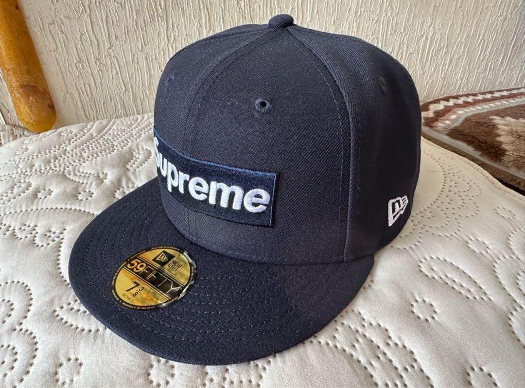 Supreme x New Eraキャップ 59FIFTY ネイビー　7 3/8