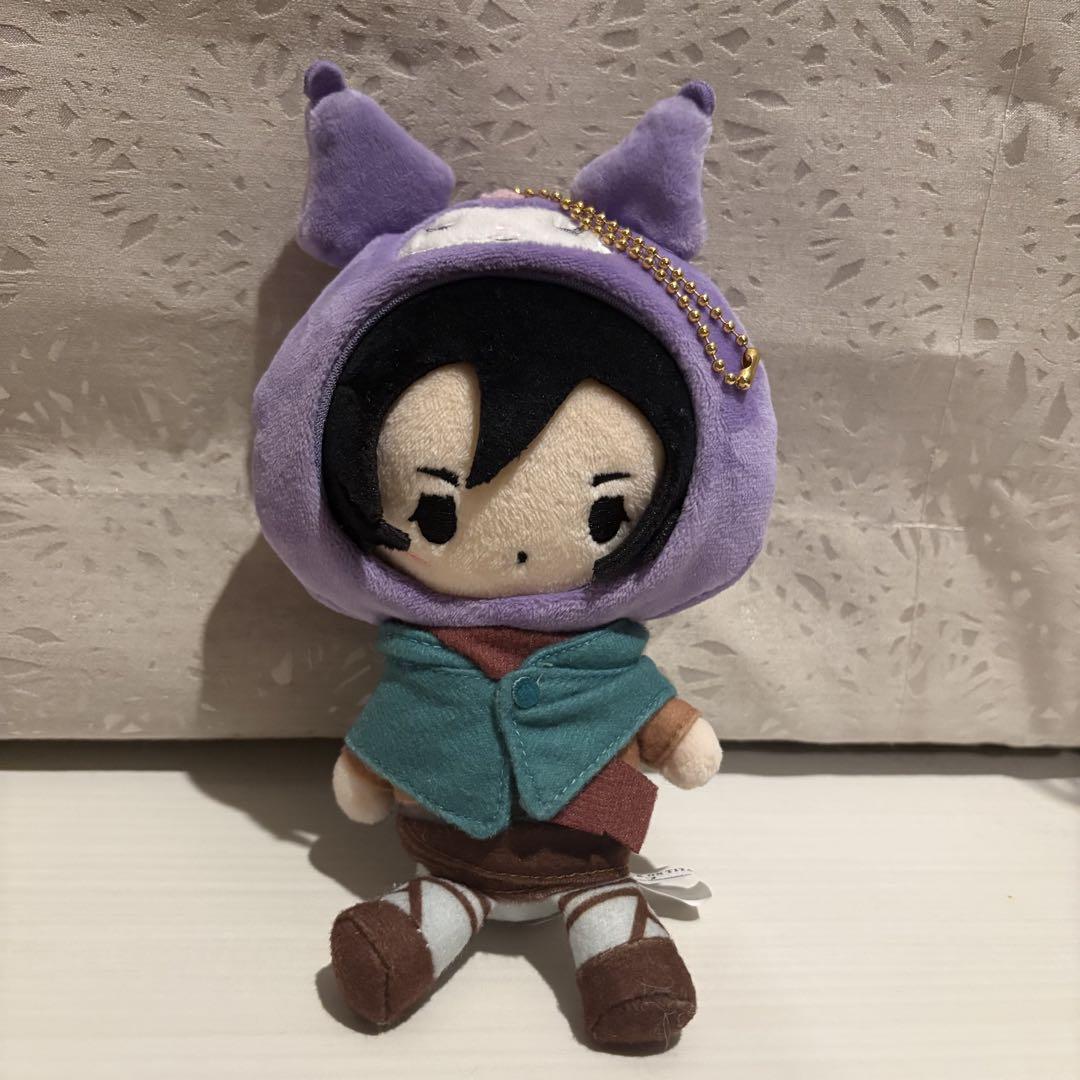進撃の巨人 サンリオキャラクターズ コラボ ミカサ クロミ ぬいぐるみマスコット 進撃の巨人 サンリオキャラクターズ コラボ ミカサ クロミ