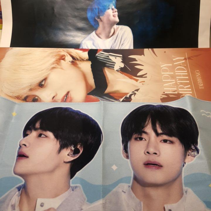♦️３⚛️BTS V テヒョン テテ スローガン 5枚セット おまけ付き】BTS V テヒョン テテ スローガン 紙スローガン 3点