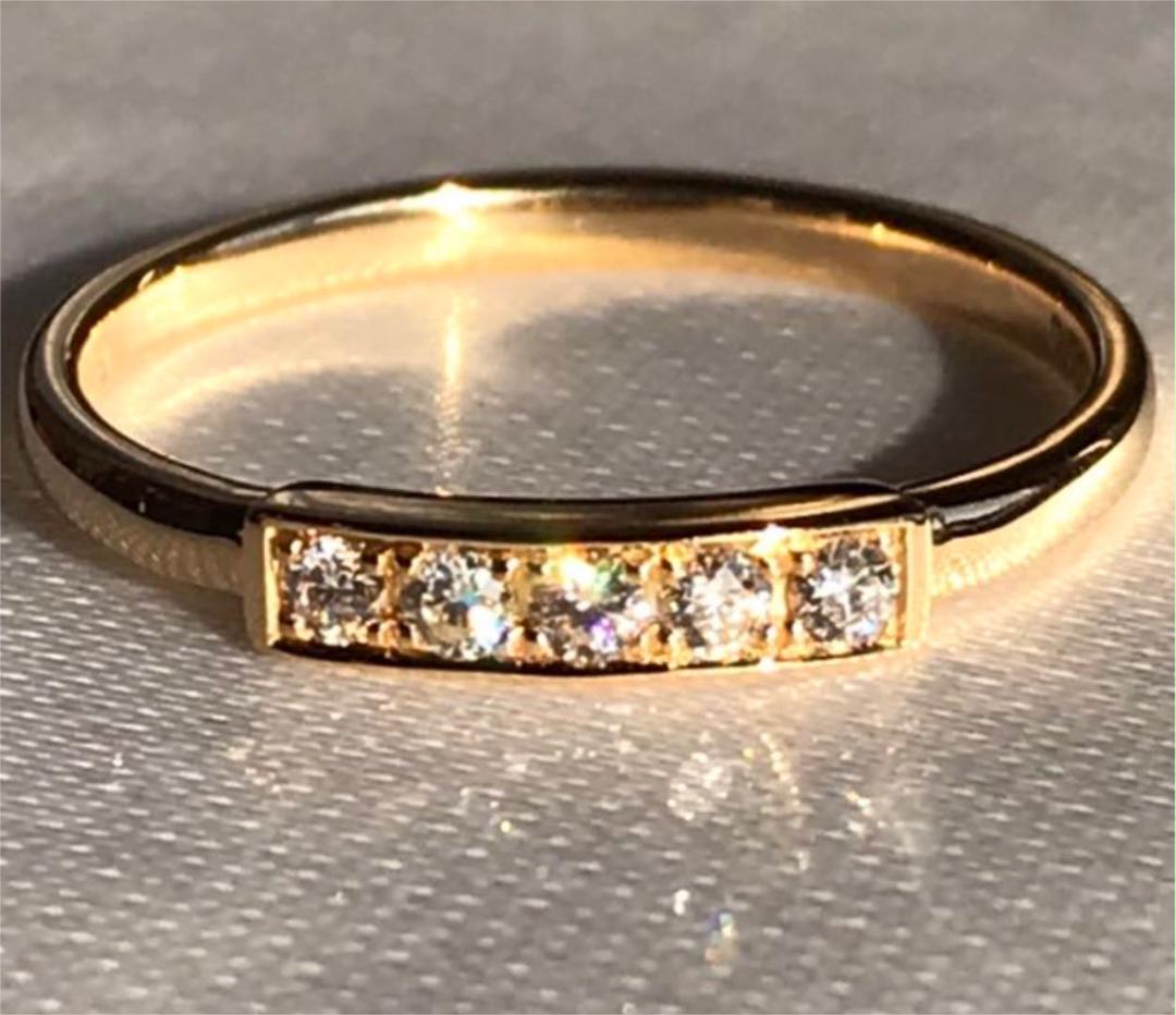 国産限定品 美品 STAR JEWELRY K18YG D0.09 ダイヤモンドリング APOi8-m11615624503 新作爆買い