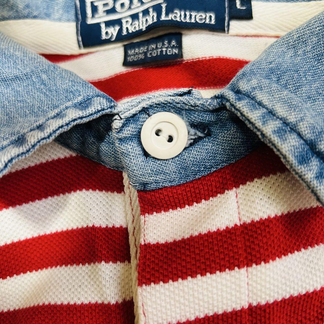 Polo by Ralph Lauren ラガーシャツ USA製 ボーダー XL