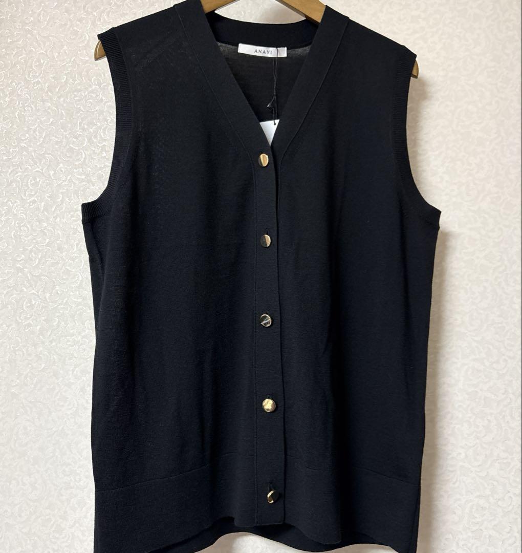 新品タグ付★ANAYI エキストラメリノジレ　ブラック38