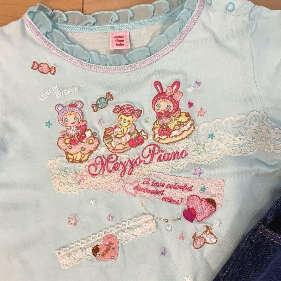 mezzo piano Tシャツとデニムスカート 100cm