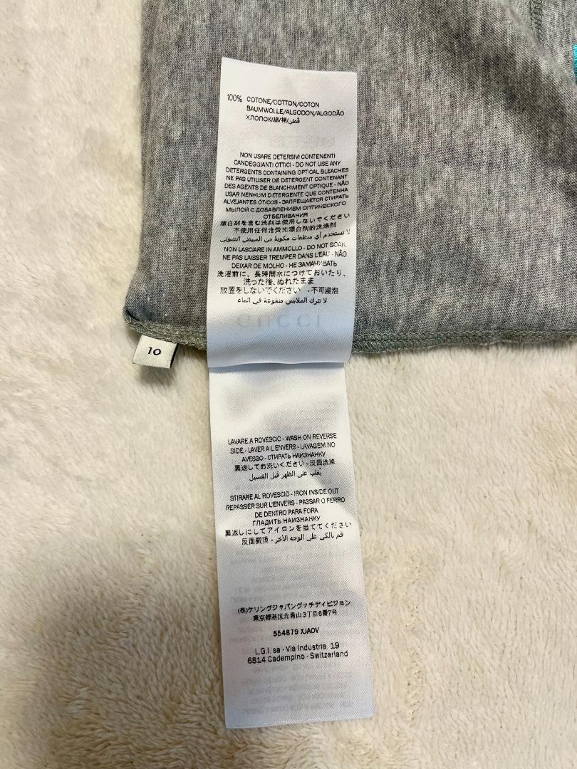 GUCCI　半袖　Tシャツ　グレー　プリント　チルドレンズ　10　XS