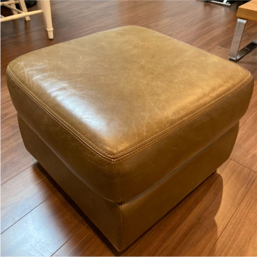 国産再入荷 状態良好 オットマン フットスツール 50×50cm vmy5d-m11627701732 ACTUS アクタス 本革 SALE人気セール