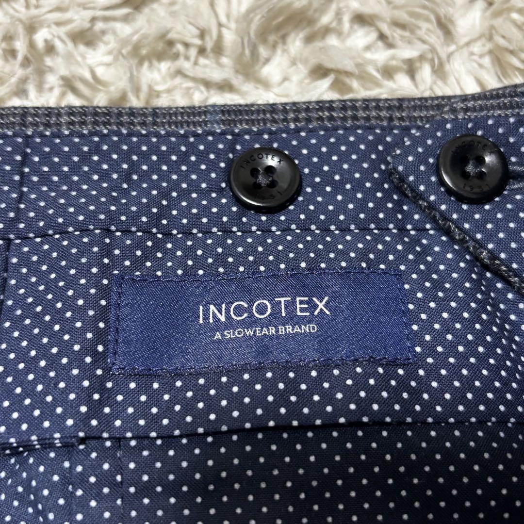 【美品】INCOTEX SLIM FITウールスラックス チャコールグレー 46