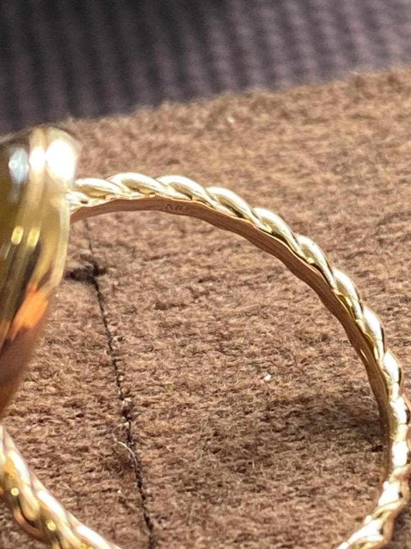 新品】agete アガット K10 ゴールドリング アンバー 琥珀