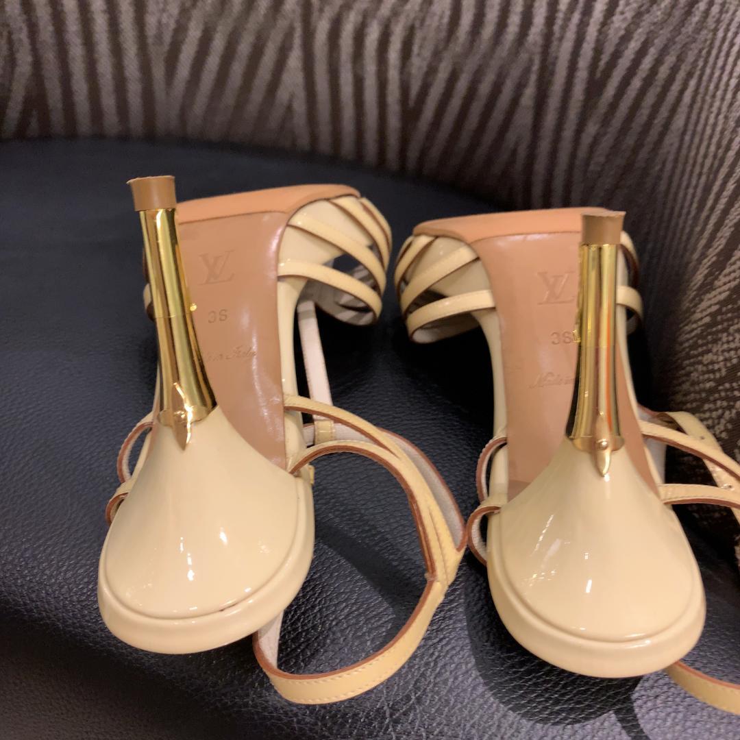 美品 ルイヴィトン サンダル パンプス ヒール レザー イエロー