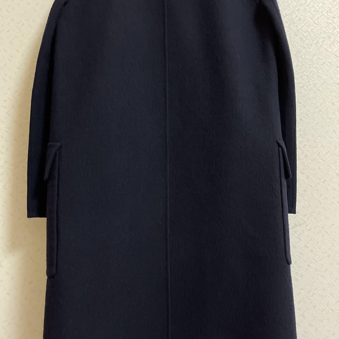 セリーヌ　ロングコート　ダブルフェイス　フランス製　ウール　ネイビー　３４