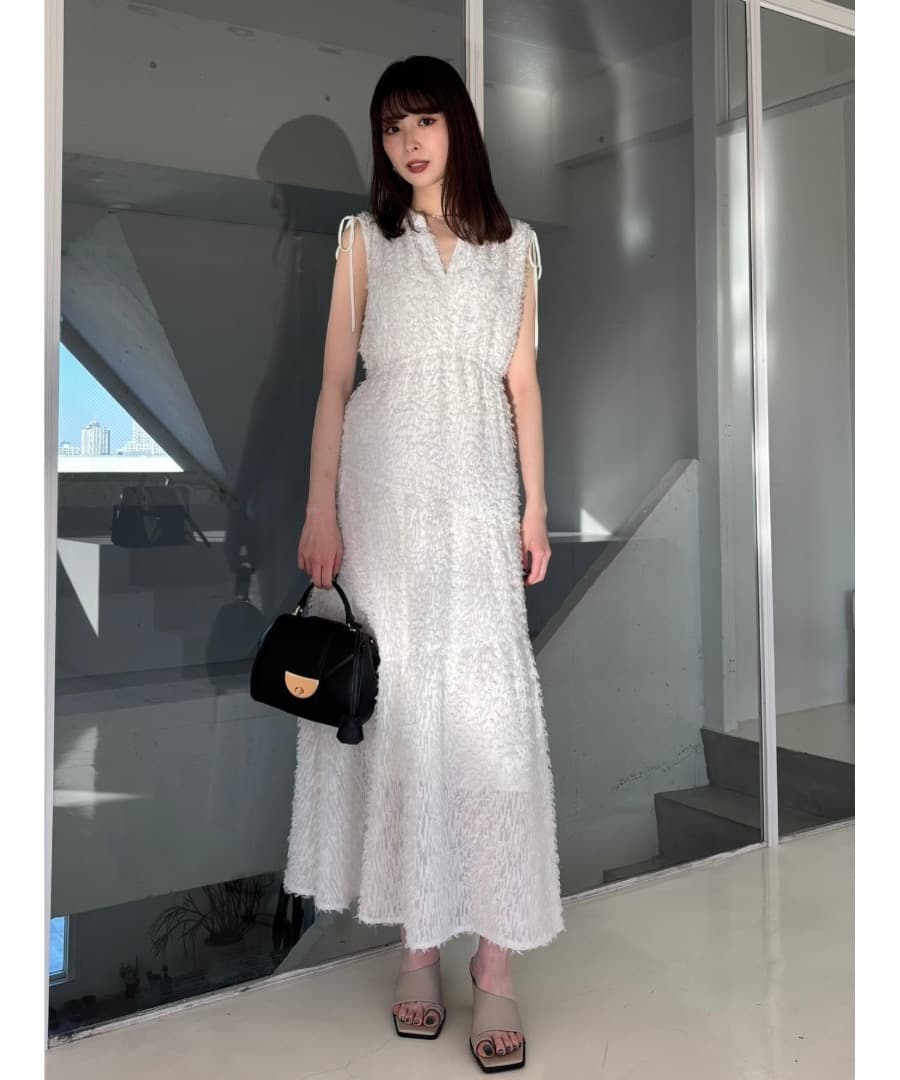 FRAY I.D 【1サイズ】フリンジジャガードティアードワンピース