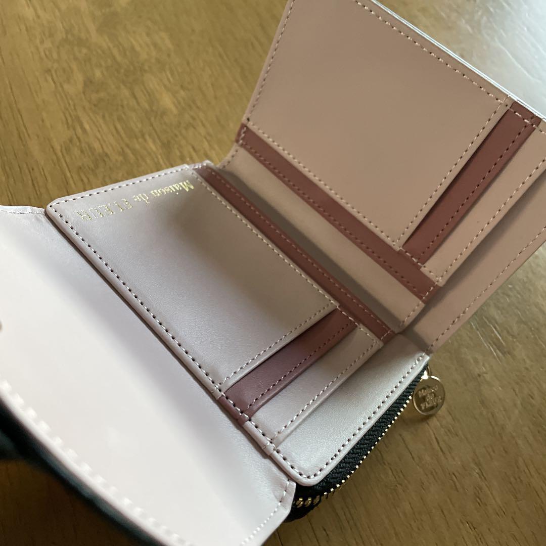 Maison de FLEUR ブラック 二つ折り バイカラーリボンウォレット