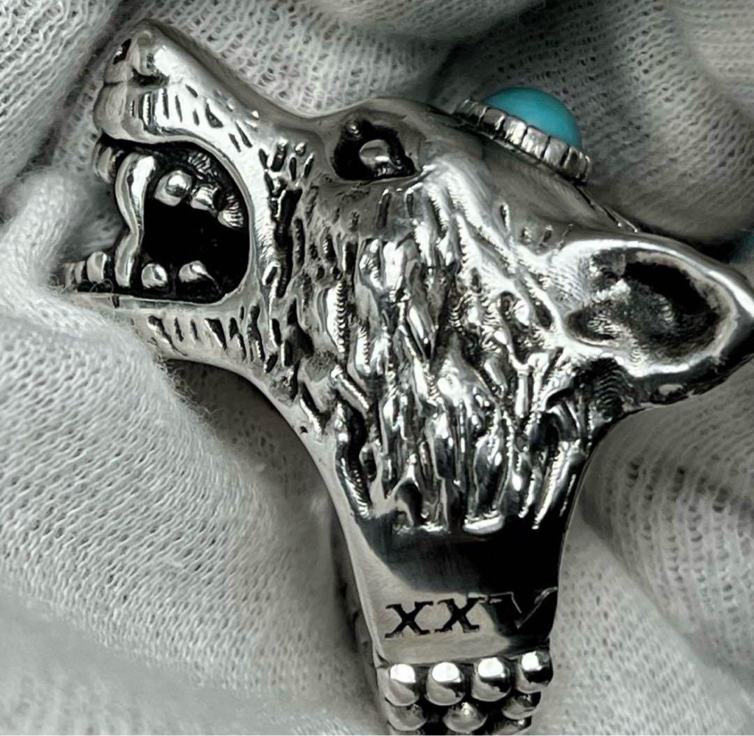 極美品‼️C.O.S.A.さん愛用‼️GUCCI ウルフヘッドターコイズリング21号