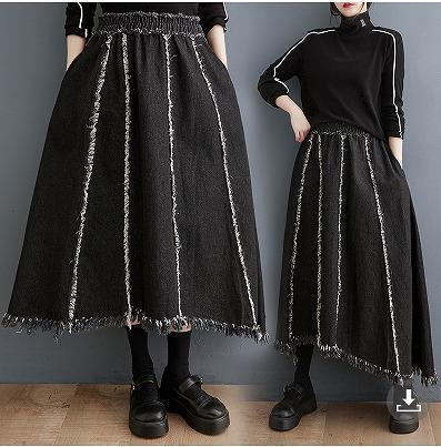 大きいサイズ レディース デニム　スカート　カットオフ　新品 切りっぱなし