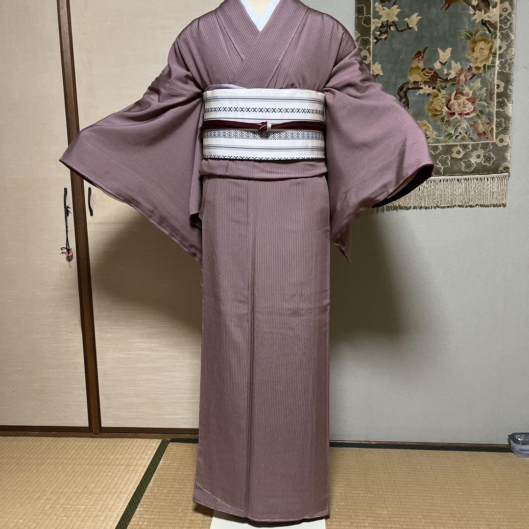 小紋　縞柄　しつけあり　未使用品　身丈165    裄68