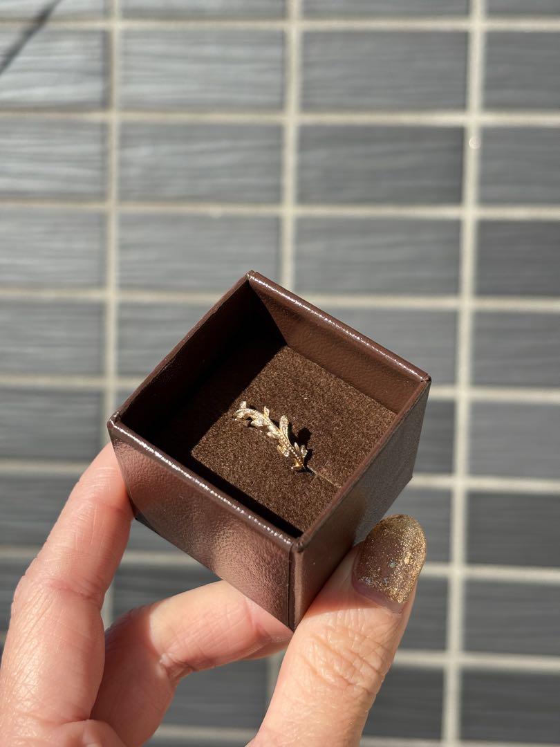 100％本物 agete リング リーフ かわいい ダイヤモンド K10 アクセサリー