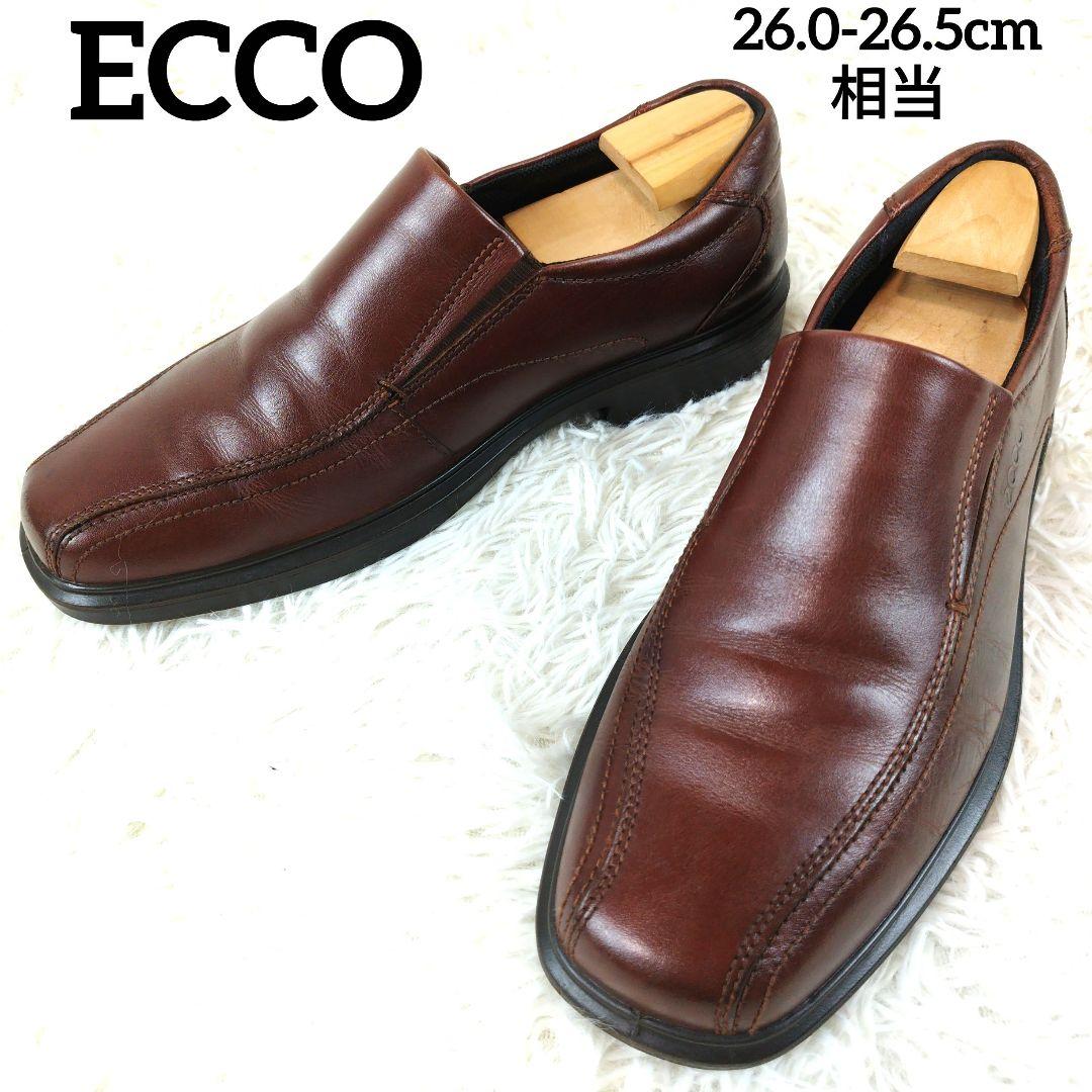 ✨美品✨ ECCO エコー スリッポン レザー サイドゴア ロゴ型押し 茶