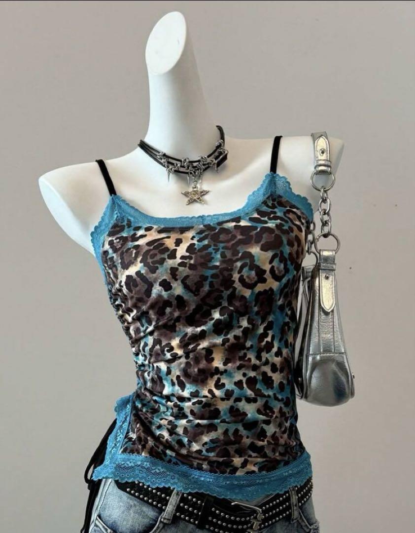 y2k グランジ 平成ギャル Jenni グリーン ドット柄 ショート