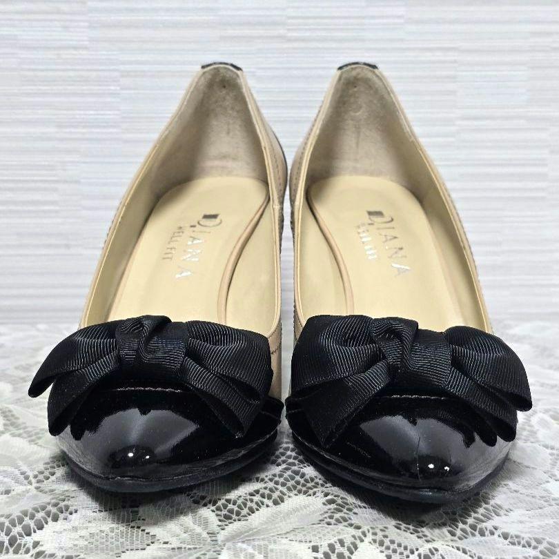 【新品未使用】DIANA ダイアナ リボン バイカラー パンプス 24.5㎝
