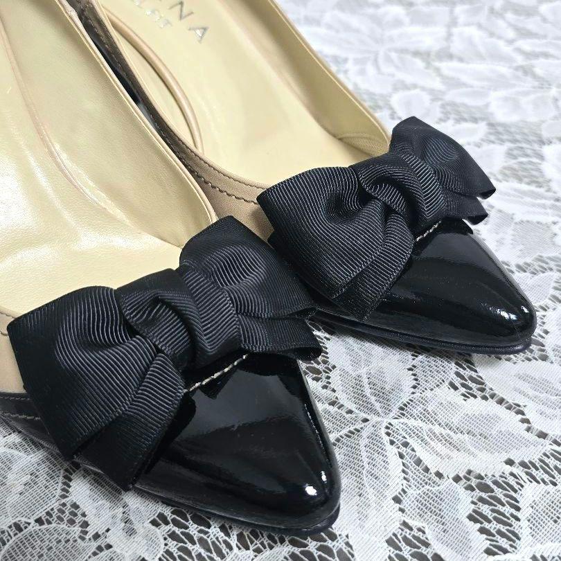 【新品未使用】DIANA ダイアナ リボン バイカラー パンプス 24.5㎝